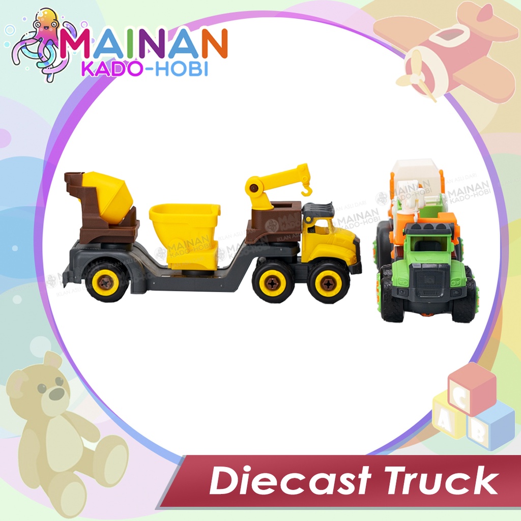 MAINAN ANAK LAKI DIECAST MINIATUR TRUCK SEMEN KONSTRUKSI EXCAVATOR