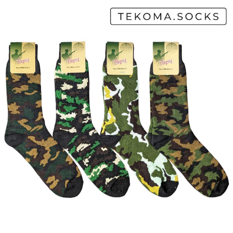 Kaos Kaki Tebal PDL Tentara Polisi Tactical Outdoor Pendakian - Hitam Hijau Kamuflase / Loreng by Tekoma