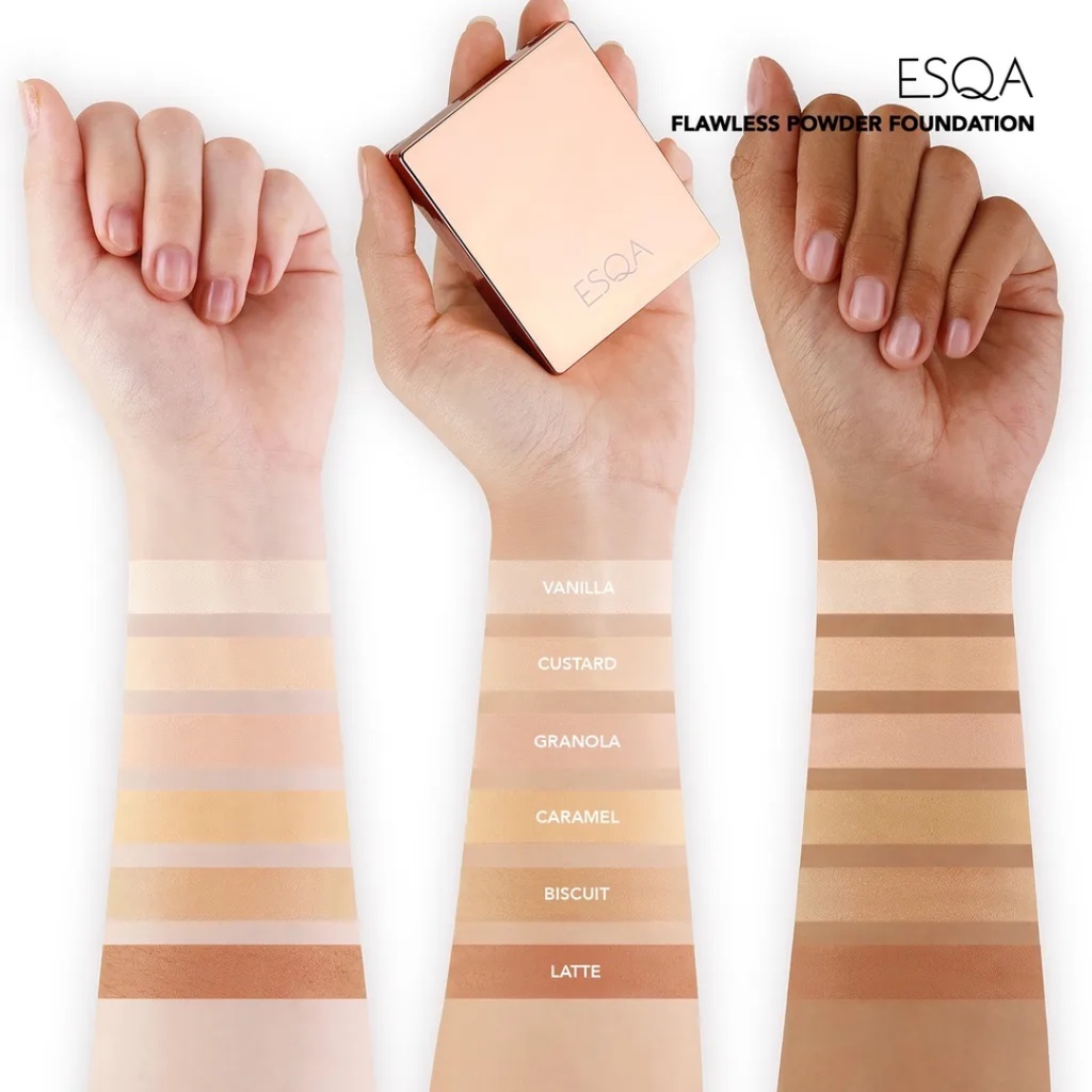 ESQA Flawless Powder Foundation (Vanilla, Custard, Granola, Caramel, Biscuit, Latte)