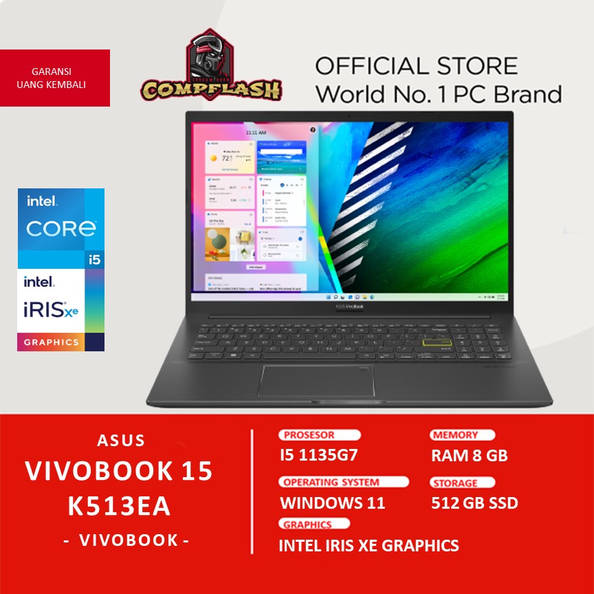 LAPTOP ASUS VIVOBOOK 15 K513EA OLED551 I5 1135G7 RAM 8GB 512GB SSD IRISXE FHD OLED 100 DCIP3