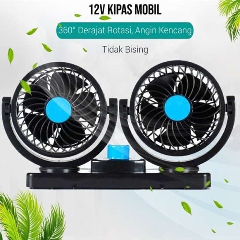Kipas Mobil 12v Double Headed Fan Kipas Mobil Power USB Lighter 12Volt - SYS