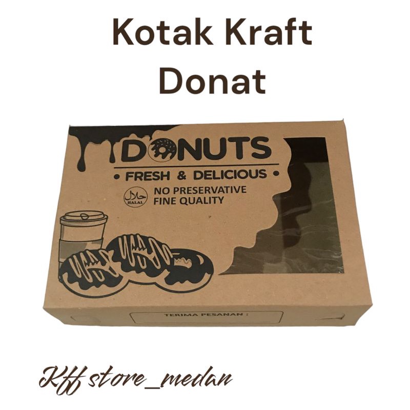Kotak Donat Motif/Box Donat /Kraft Donat Motif (per pcs)