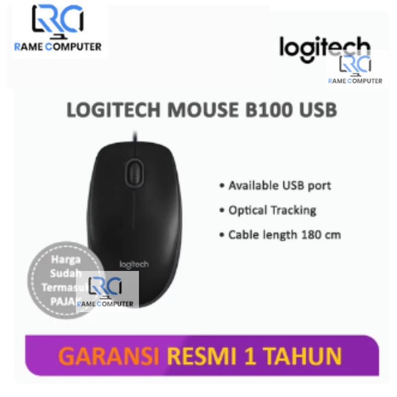 Mouse USB Logitech B100 JAMINAN RESMI DAN ORIGINAL