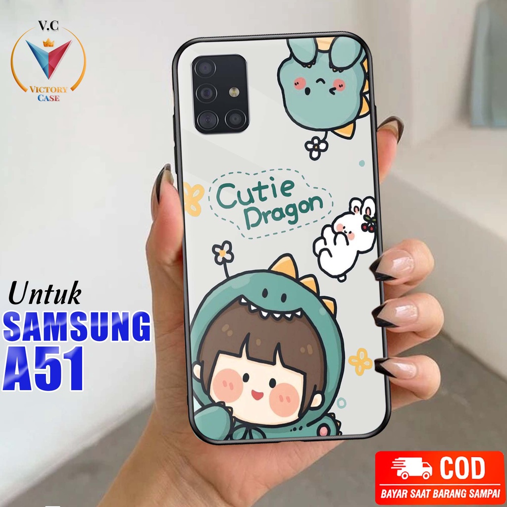 Case Hp Softcase glossy For SAMSUNG A51 RAINBOW silikon Glass Casing Handphone Premium