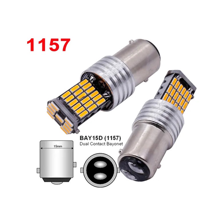 LAMPU LED BAYONET REM BRAKE BAY15D 2 KAKI 1157 45 SMD 45 TITIK MOBIL MOTOR DC 12V