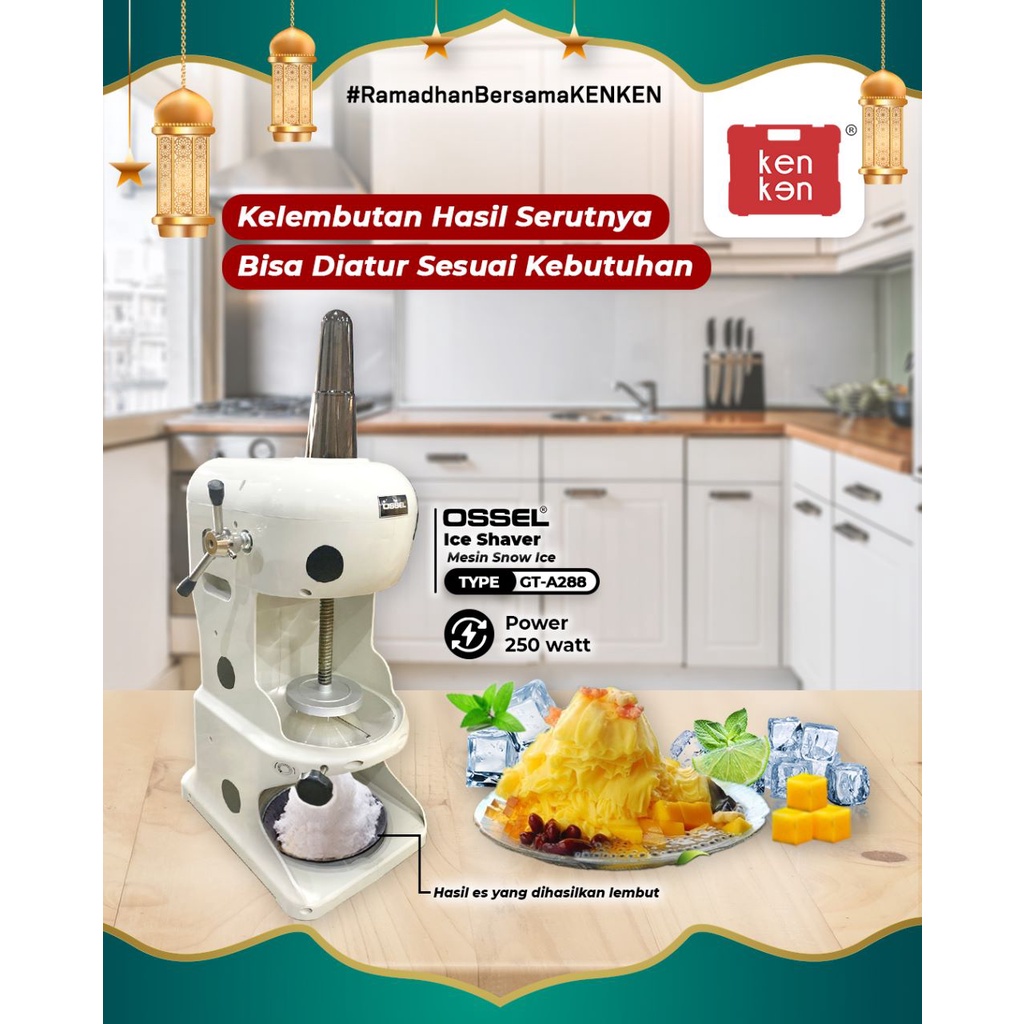 Mesin Ice Shaver OSSEL SNOW ICE GRT-A288 Manual dan Listrik Mesin Serut Es Batu Salju