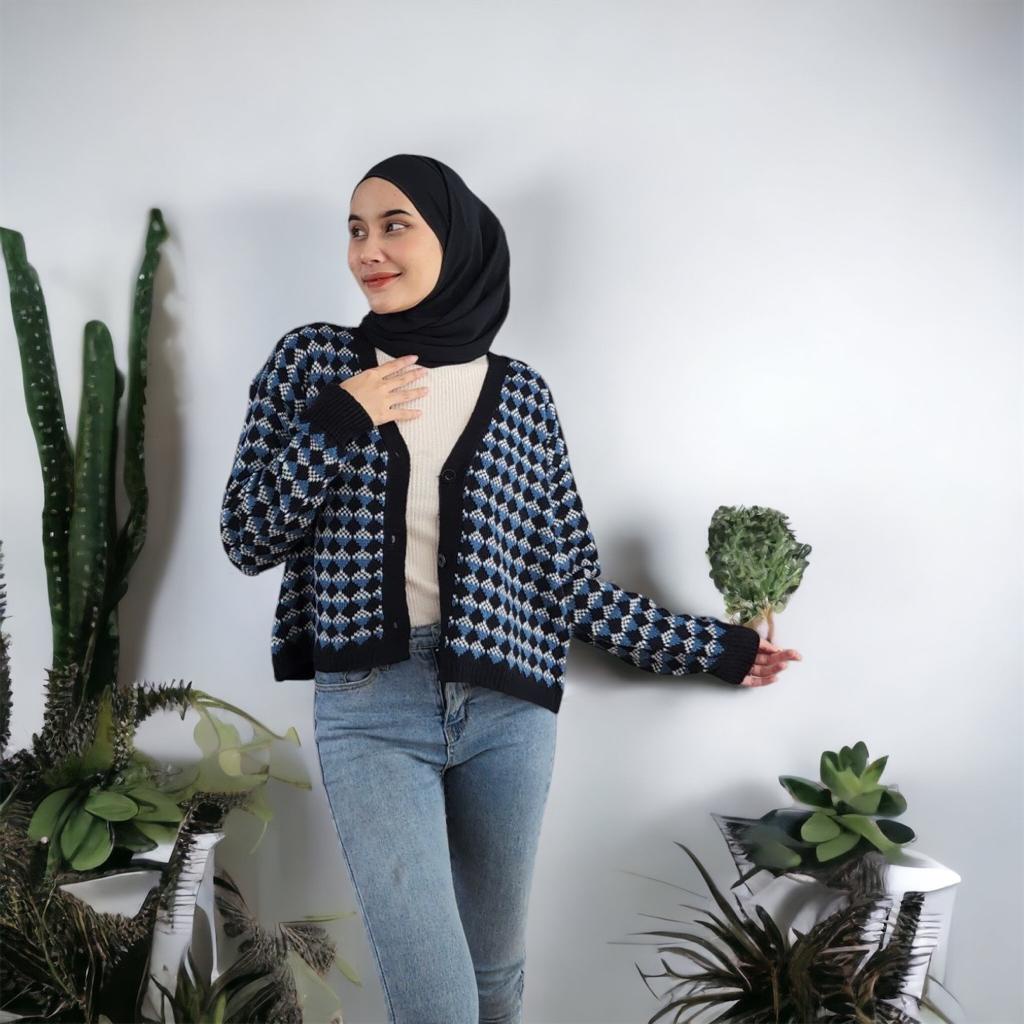 Sweater Rajut Wanita Hanami Outer Kardigan Korean Style Terbaru