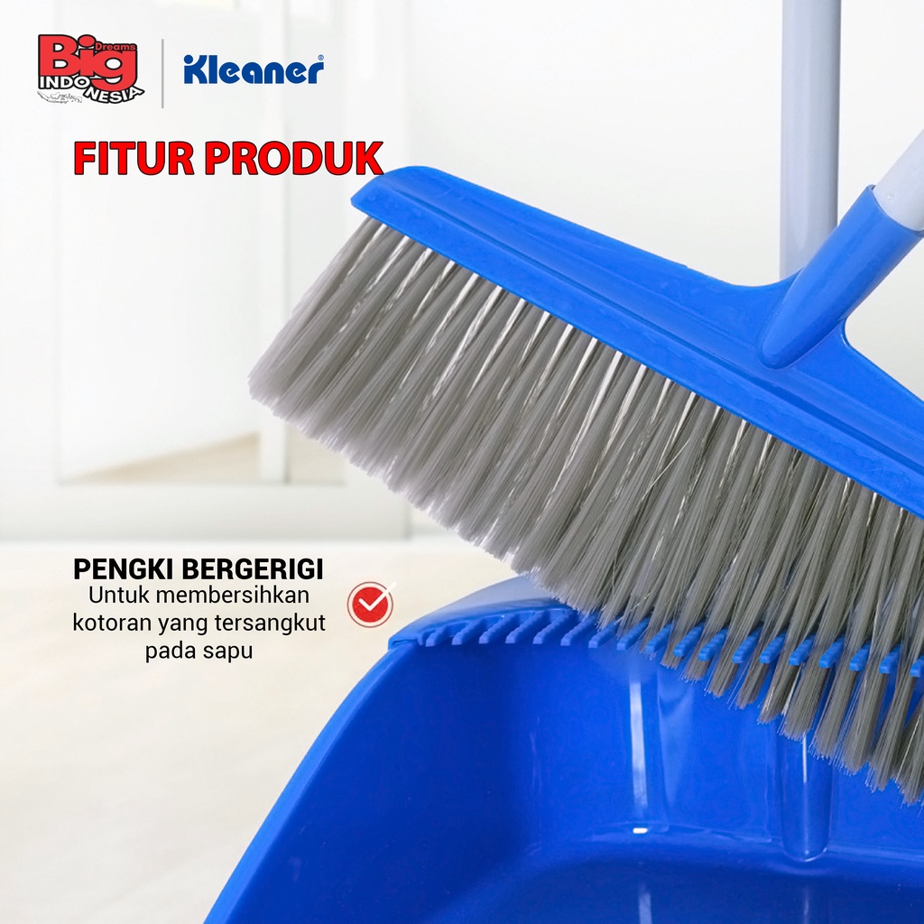 Sapu Lantai Pengki Sisir Handle Ergonomis 1 Set Broom Dustpan Alat Pembersih Debu Lantai Kleaner GSC005