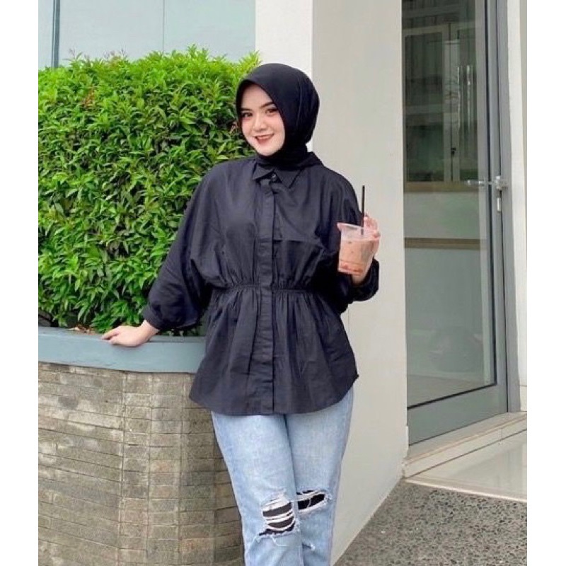 ALYA SHIRT - Kemeja Wanita Kerut Depan Kemeja Linen Oversize