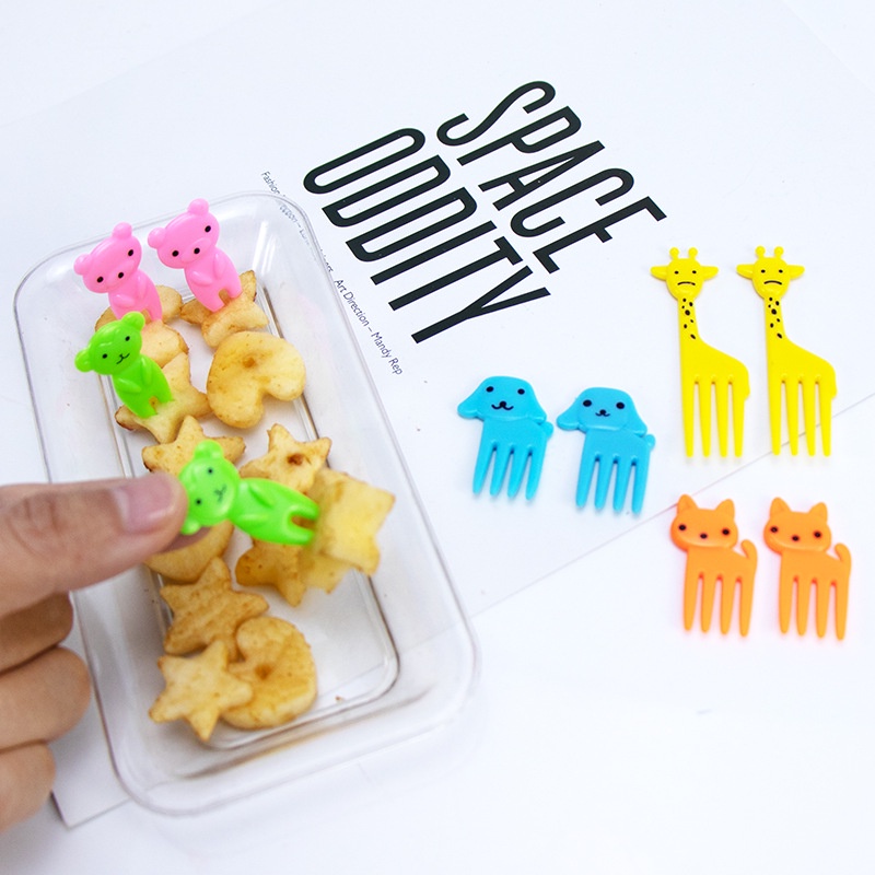 SS Garpu Bento Karakter Hewan Lucu 10Pcs Tusukan Buah Kue Hiasan Bekal Food Picks Animal Dessert Fruit Fork Kartun Murah Import