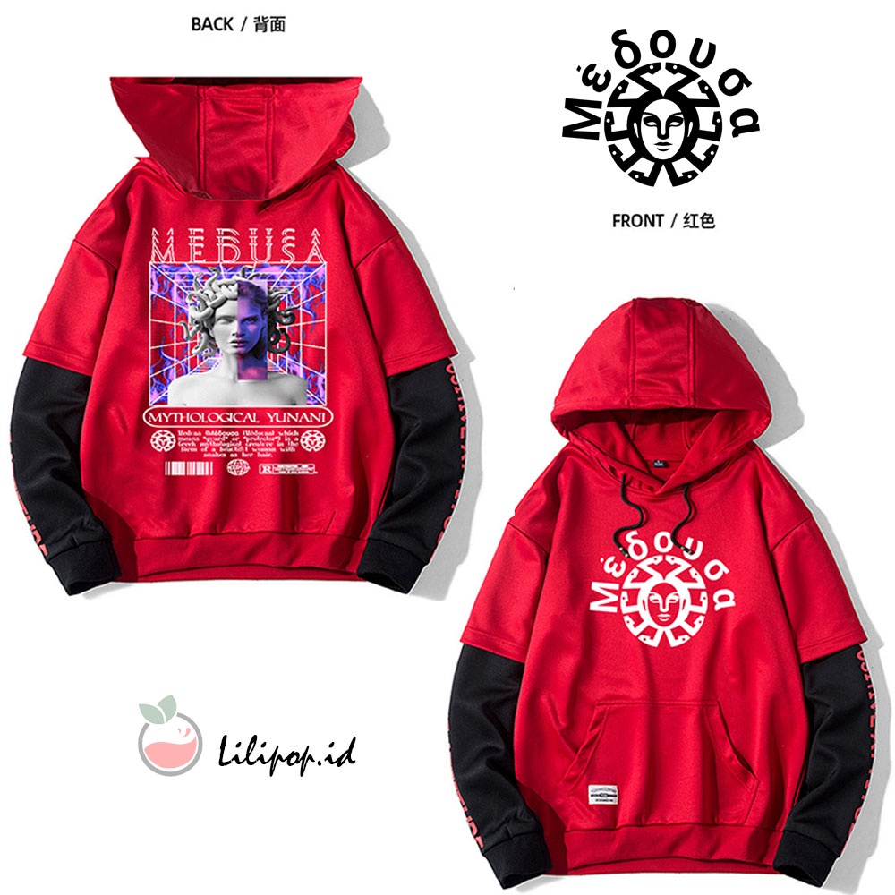 Lilipop.id Sweater Hoodie Pria wanita medusa Hoodie Kupluk Jumper Outwear Long sleve