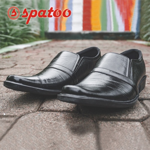 Sepatu Kulit Pantofel SPATOO Bahan Kulit Sapi Asli Untuk Dinas Ke Kantor SP 16 Hitam