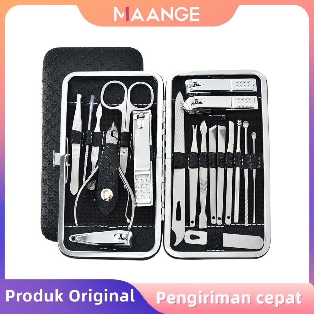 MAANGE Set Gunting Kuku Manikur Stainless Steel Gunting Kuku Hijau Alat Manicure Alat 1267