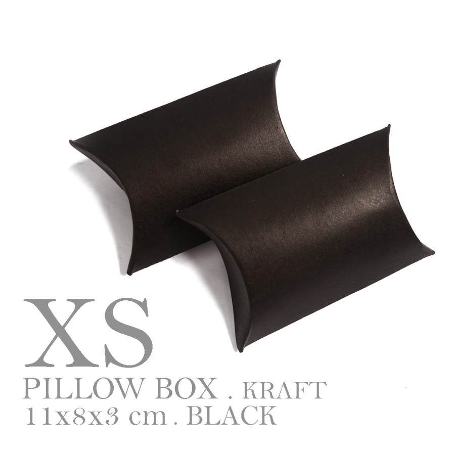 

Pillow Box XS Black Extra Small 8 x 11cm Brown Kraft Paper Box Packaging Hampers Souvenir kecil