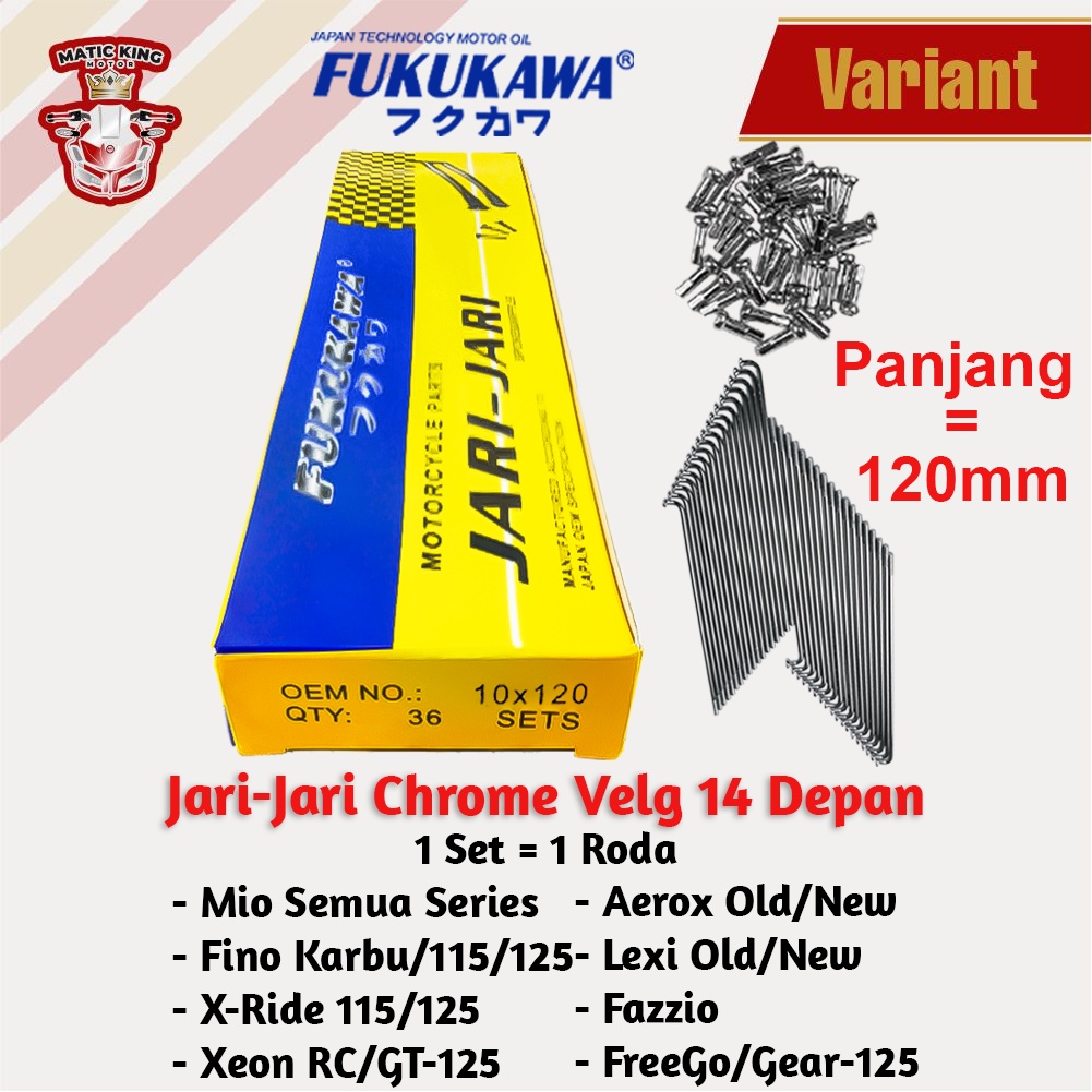 Jari jari Ruji Ring velg 14 17 panjang 120 Yamaha Mio Sporty smile Nmax M3 Aerox Lexi Fino Soul GT X-Ride Freego Fazzio Gear Chrome Fukukawa