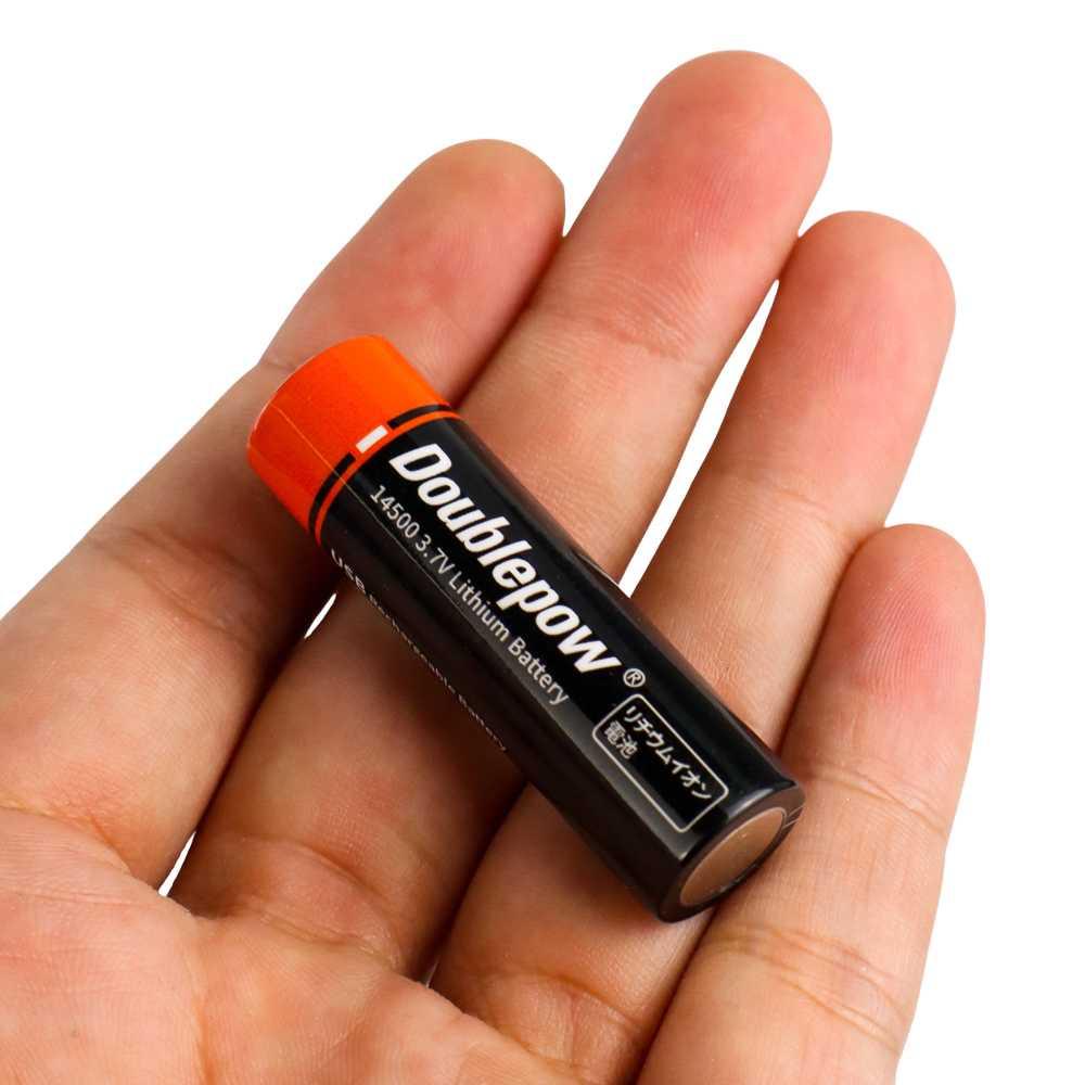 Doublepow Baterai Cas Li-Ion 14500 Rechargeable 3.7V 900mAh 1 PCS - DP-18730 - Black/Orange