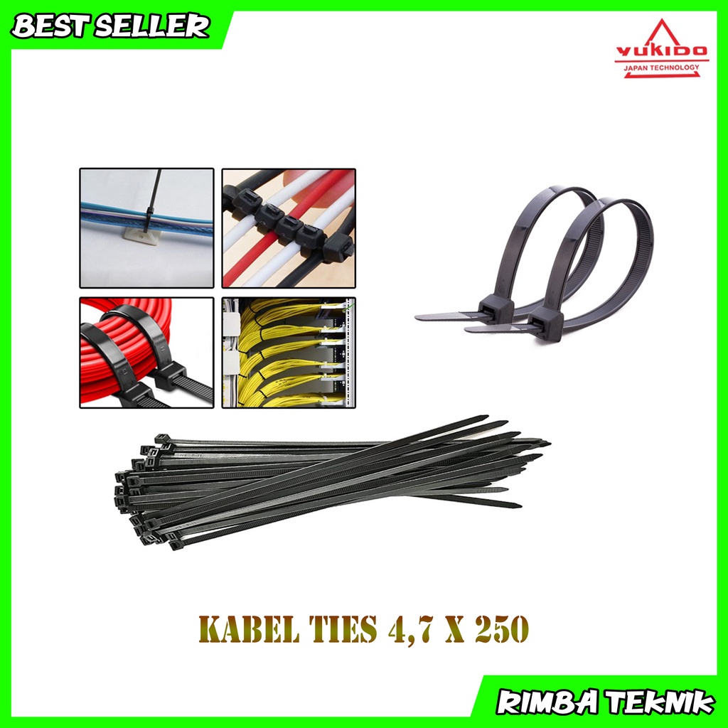 Kabel Ties Hitam 4.7x250mm / 25cm 1 Pack Isi 100pcs Cable tie/kabel tis Nylon