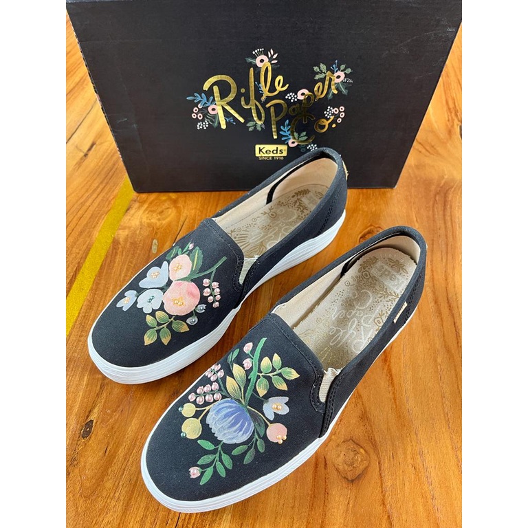 Footwear Wanita Sneakers Keds Triple Decker Rifle Paper Co Black (Original – Preloved)