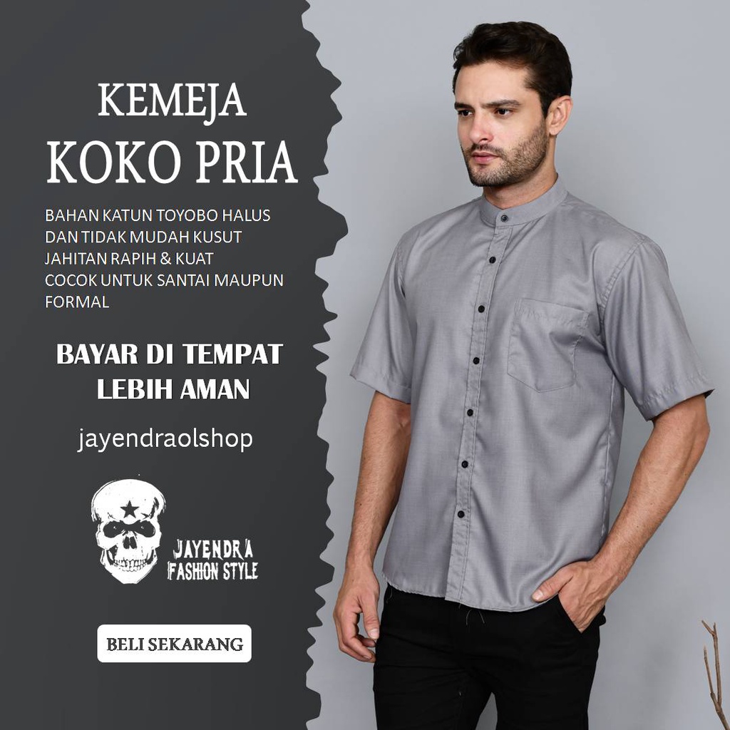 Baju Takwa Koko KEMKO Kemeja Koko Abu Muda Silver Original Dalwa Pria Haiba Habib Jasko Jas Koko Yam