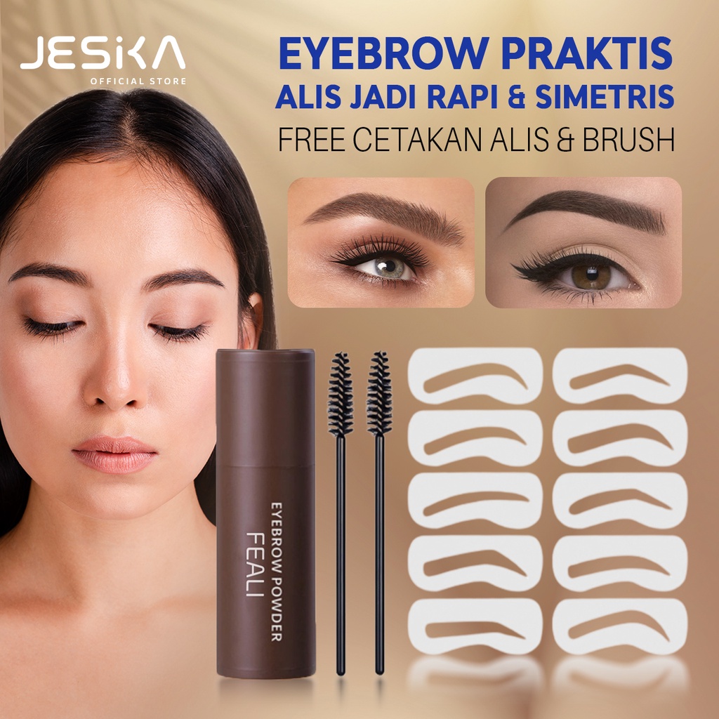 Eyebrow powder official feali zozu stempel alis eyeliner  bagus set waterproof stamp dan item bundling plus benefit cetakan alis wajah instan sepaket paket lengkap tahan air anti air tahan lama surabaya natural brown