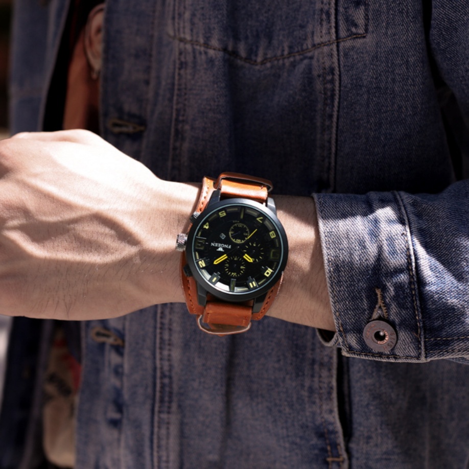 JAM TANGAN PRIA JAM007B7 ORIGINAL MURAH IMPORT MOINES KULIT COWOK BRANDED COKLAT KOREA PARIS