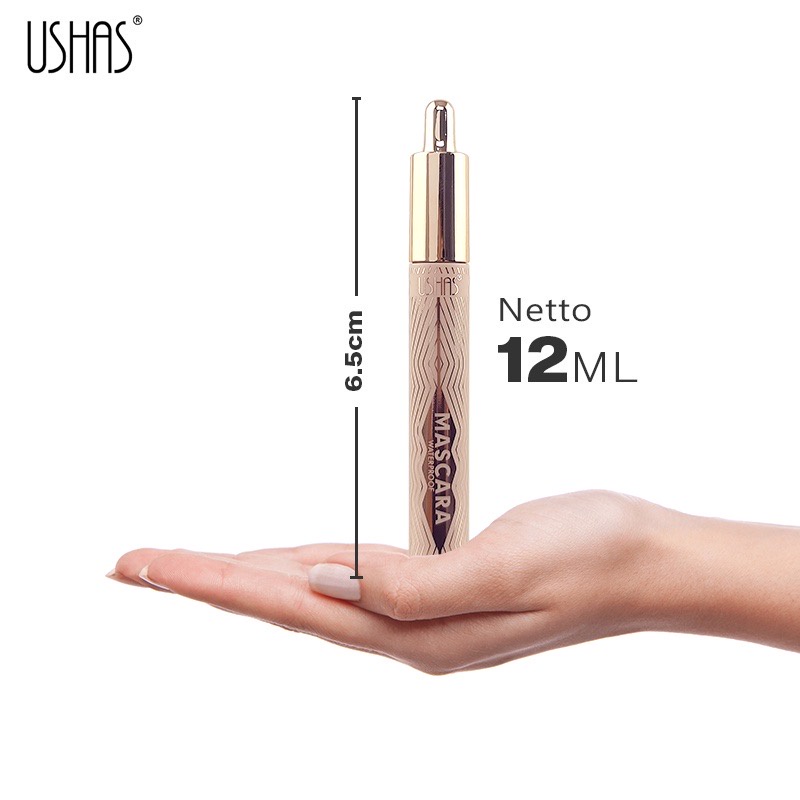 USHAS Waterproof Mascara 12 ML ( Kosmetik Maskara Melentikkan Bulu Mata Tahan Air )