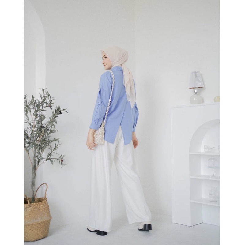 JAVASHOP Kemeja Linen Wanita Oversize Premium