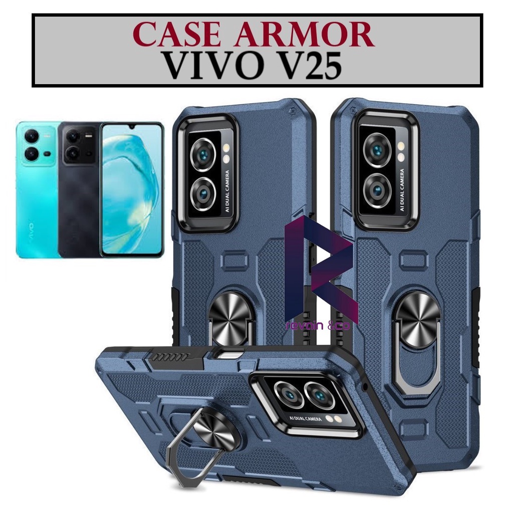 Case Armor VIVO V25 Iring Cincin Magnetic Kesing Hp Protect kamera Premium Hard Case Standing Robot Pelindung Kamera