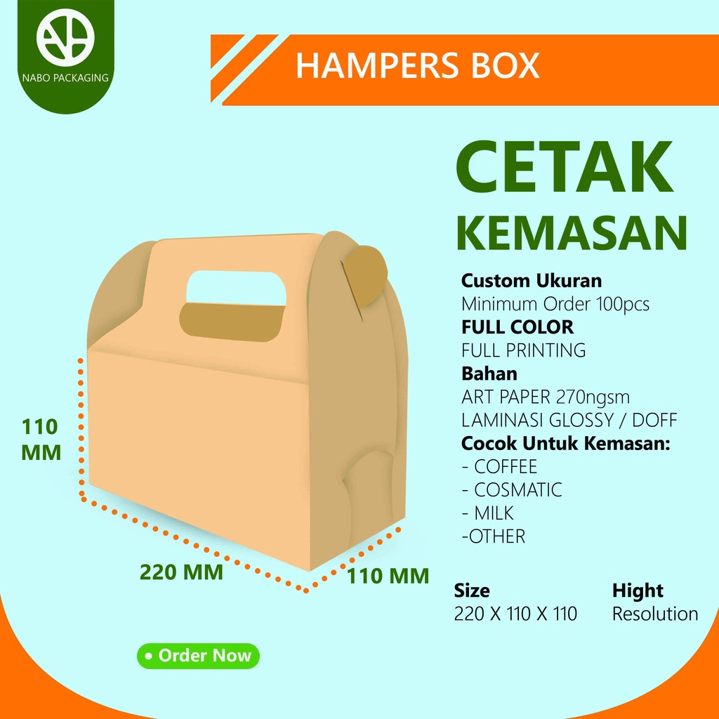

NABO HAMPERS - Gable Box : 22x11x11 cm / snack box / hampers / box lebaran / box toples kue - Kraft 350gsm