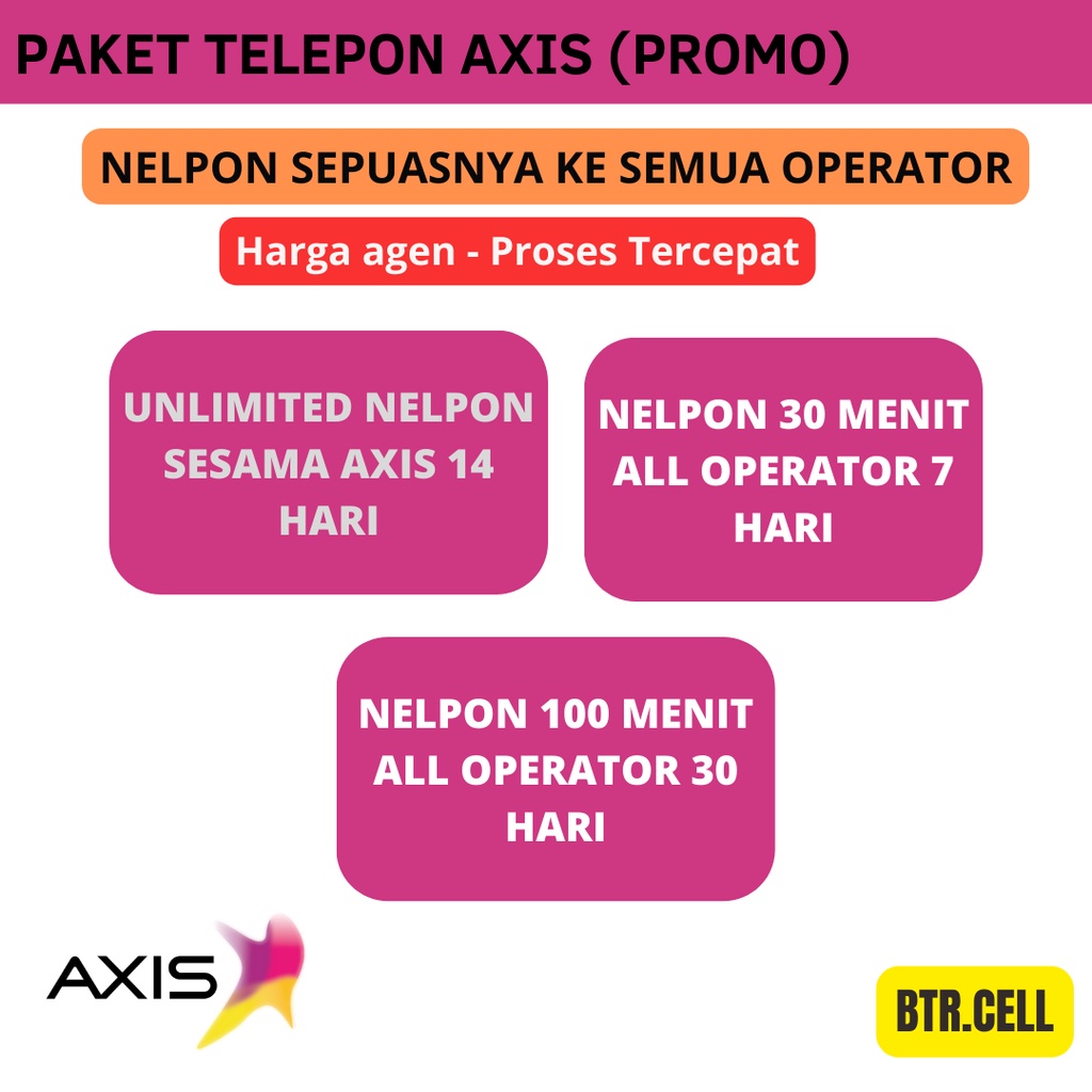 PAKET NELPON AXIS MURAH 7HARI 14HARI 30HARI 30MENIT 100MENIT UNLIMITED TELEPON AXIS