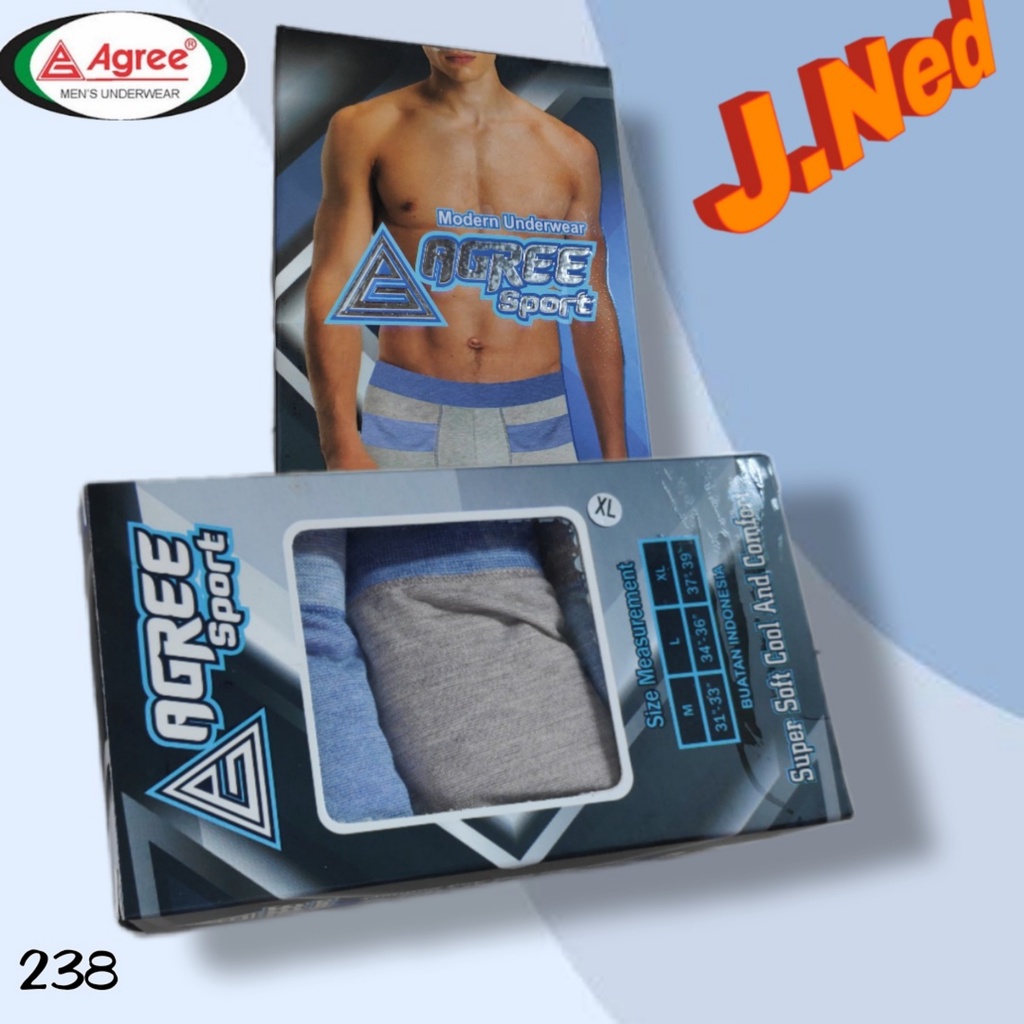 J238 CELANA DALAM BOXER PRIA AGREE SIZE M - XL HARGA SATU PCS