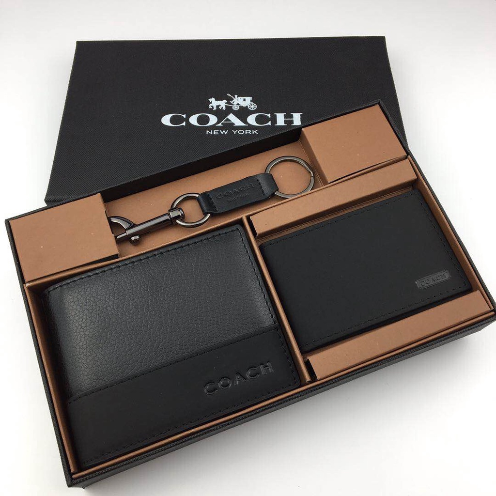 [Instant/Same Day]74634  coach Men Short Wallet Melipat dompet  qianbao