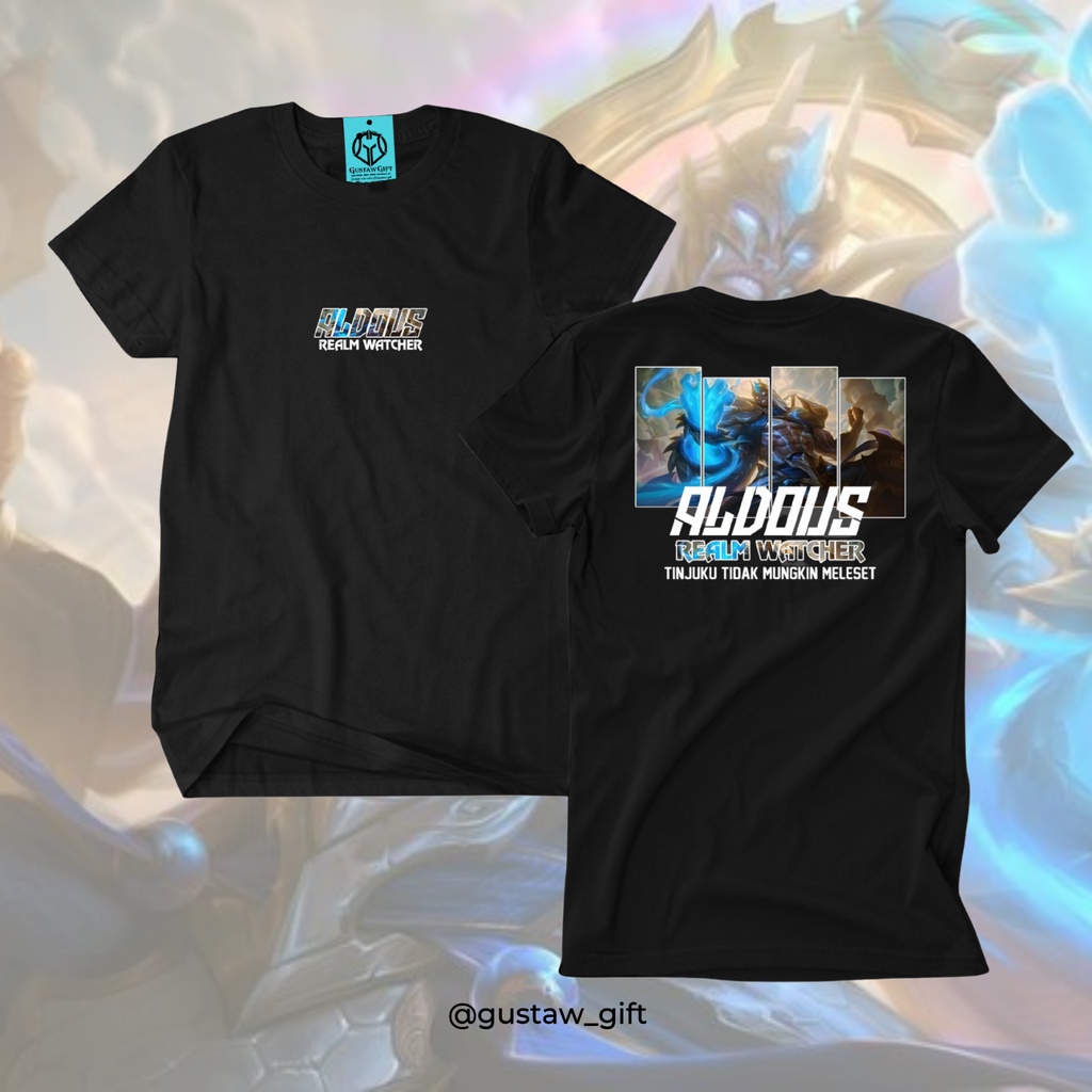 GG T-Shirt ALDOUS Collector skin Realm Watcher Mobile Legends Kaos Custom Katun Slim-fitting