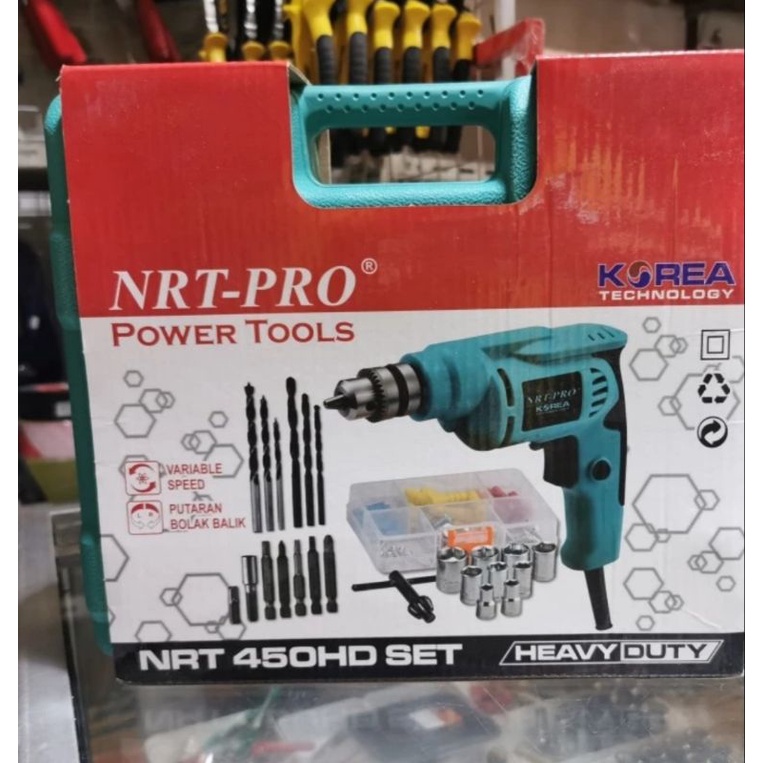 Mesin Bor Tangan 10 mm NRT PRO 450 HD 10mm NRT-PRO 450HD Set