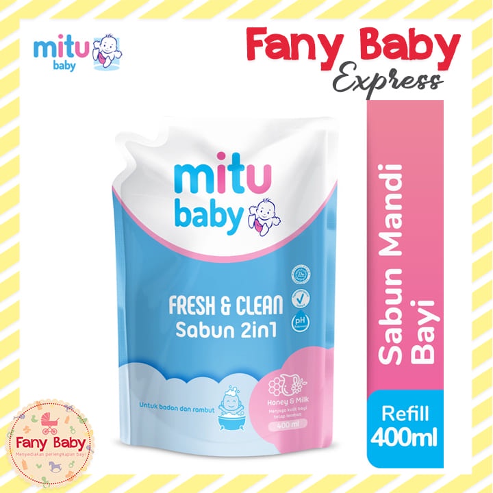 MITU BABY SOAP 2IN1 FRESH &amp; CLEAN HONEY AND MILK REFILL 400ML