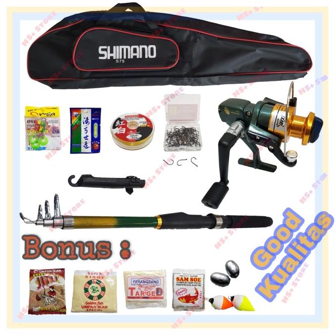 1 Set Alat Pancing Siap Pakai Joran Reel Tas Senar Dll Berkualitas