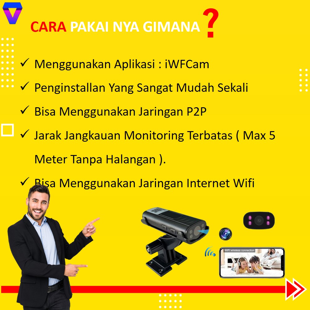 CCTV MINI TERSEMBUNYI TANPA KABEL KAMERA PENGINTAI MINI  KECIL IP CAMERA SPY CAM HIDDEN CAMERA JS169