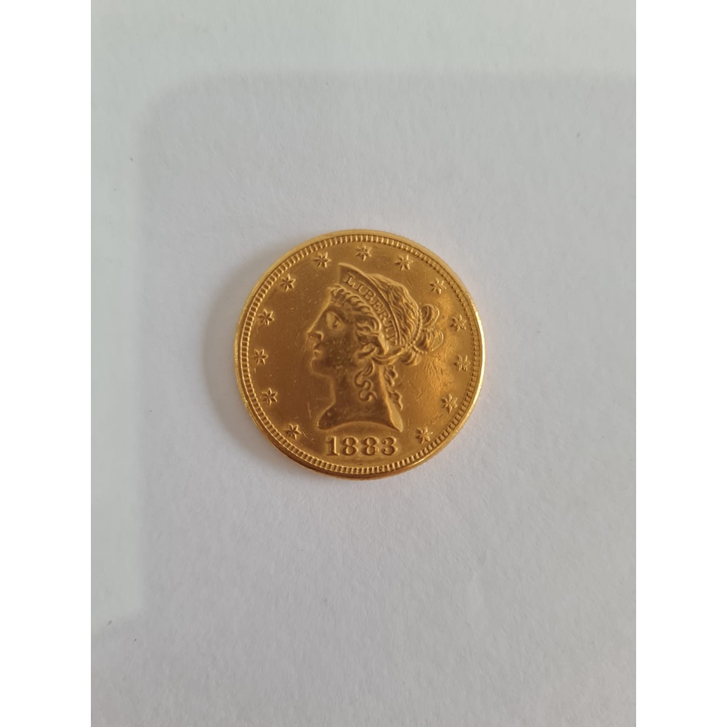 Koin Emas Kuno Antik Asli Liberty Eagle Tahun 1883 90% Kolektor Original 23K 90%