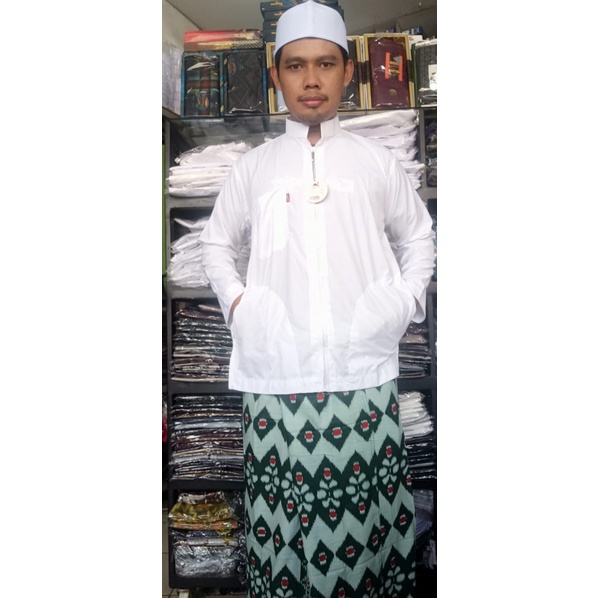 TERMURAH Baju Koko Haebah Resleting Putih Model Ammu Bahan Katun Spun Polyster Adem Nyaman Dipakai