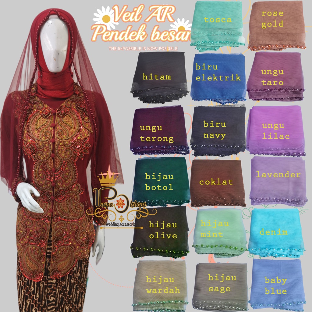 veil mutiara AR pendek besan