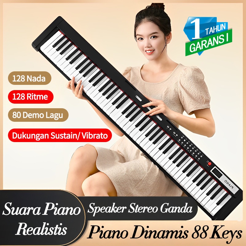 Portable Keyboard 88 Keys, Piano 88 Keys, Organ Elektronik Profesional Multifungsi untuk Rumah - Sensasi Bermain Piano yang Nyata, Mudah Dipindahkan