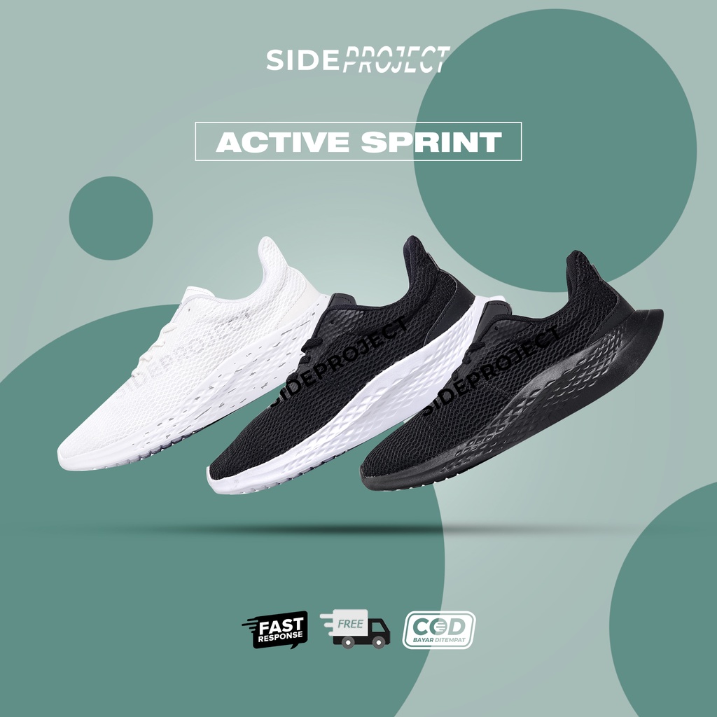 Sepatu olahraga pria wanita Brodo Active Sprint (Black white/Full White/Full Black) - Original Brodo