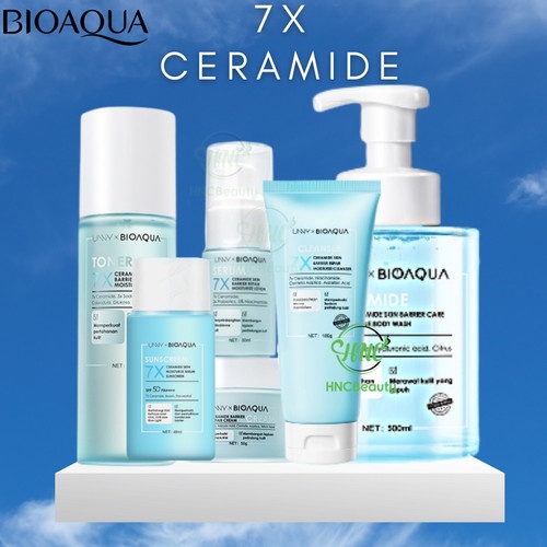 BIOAQUA 7X Ceramide Skin Barrier Repair - Moisture Cream 50 gr | Toner 120ml | Lotion 30ml | Cleanser 100g