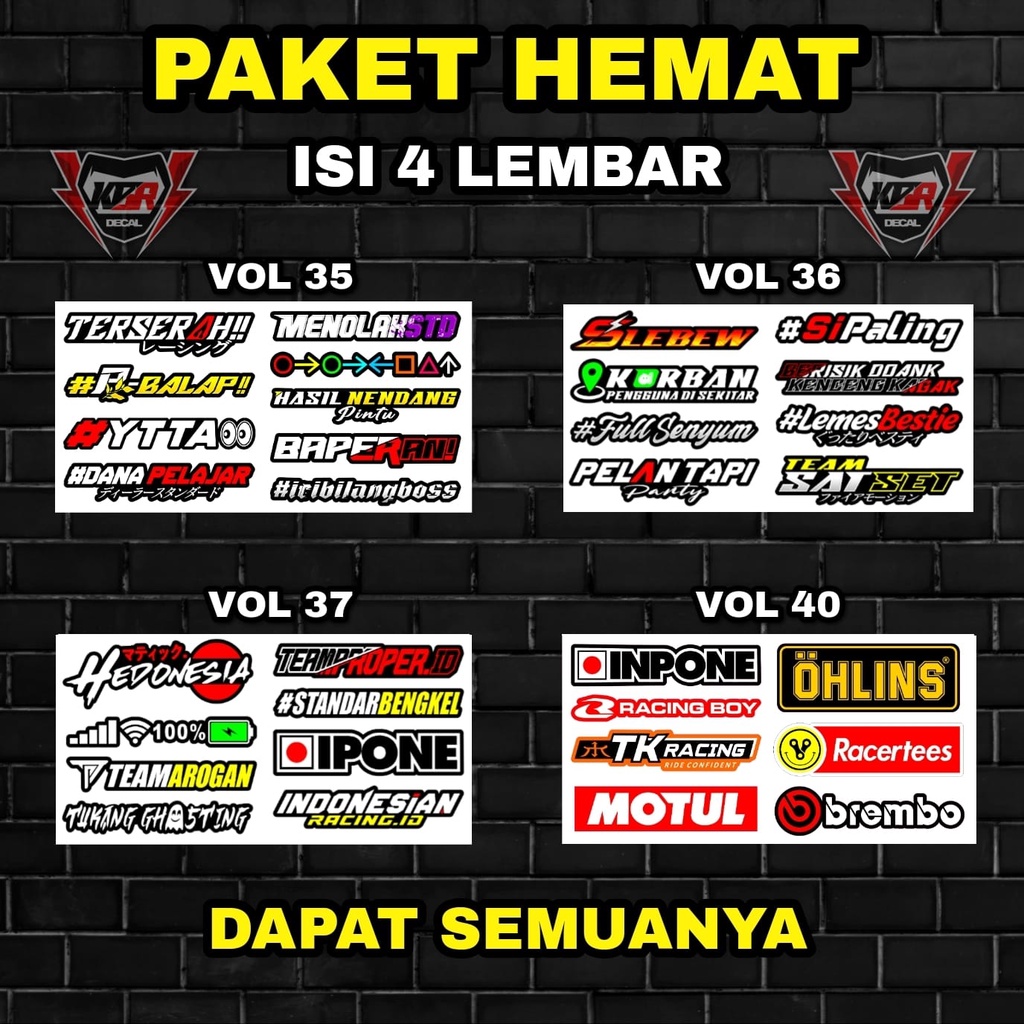 Stiker Racing Pack Print Cut Viral Terbaru Paket Hemat Stiker Motor Sticker Helm