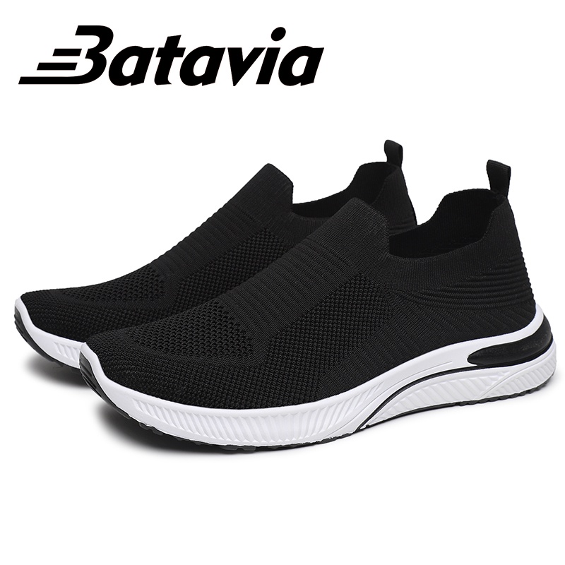 Batavia GROSIR sepatu kanvas pria rajut sepatu pria  sepatu tanpa tali hitam Sepatu Pria Sport men Sneakers sepatu cowo  pria sepatu pria ringan  B20