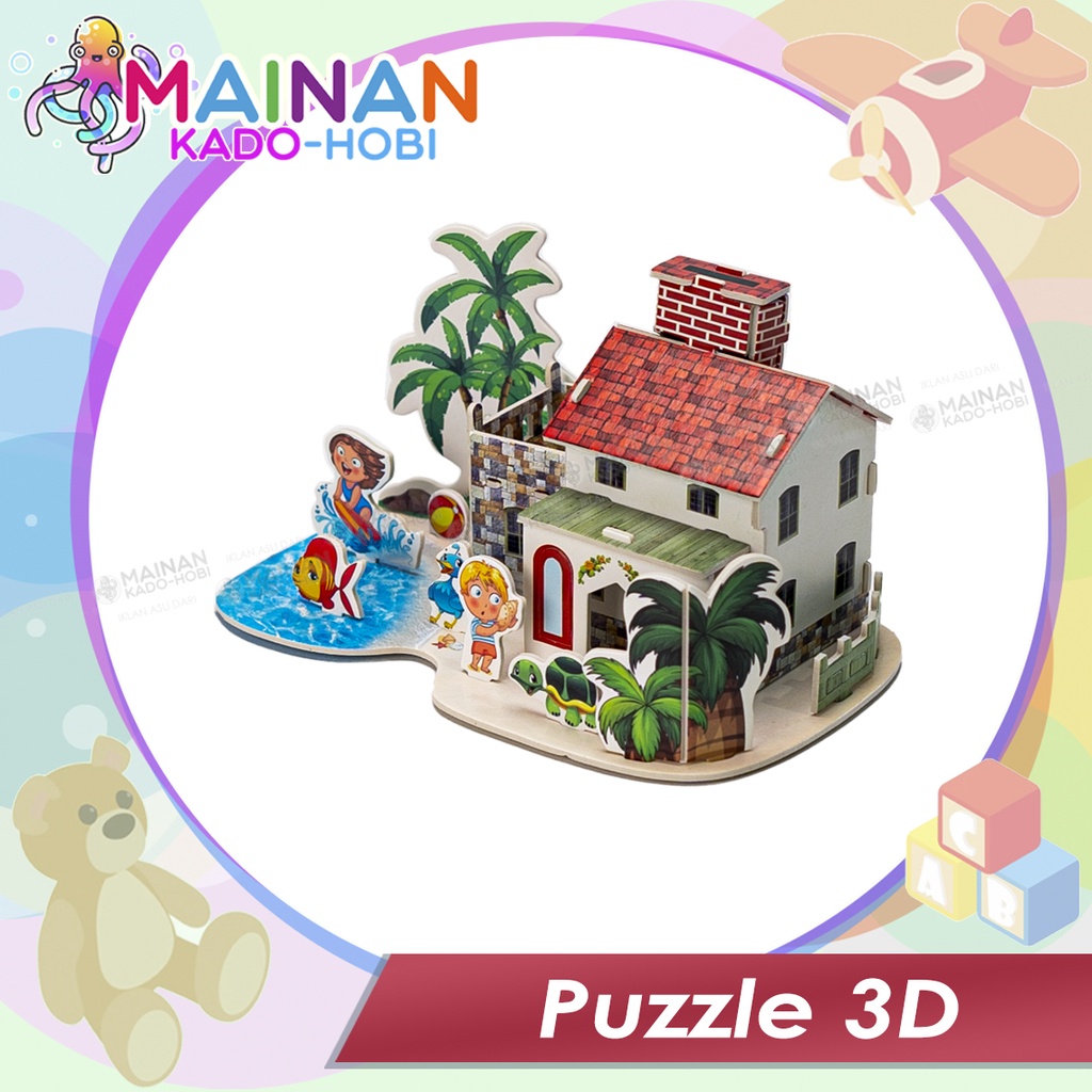 HADIAH MAINAN EDUKASI MOTORIK ANAK BONGKAR PASANG SUSUN PUZZLE BANGUNAN 3D