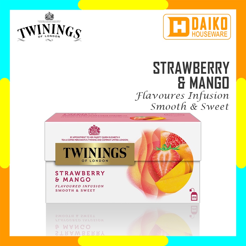 Teh Celup Twinings Strawberry &amp; Mango 25 x 2gr Flavoured Infusion Tea Teh Kantong Rasa Buah Strawberry &amp; Mangga