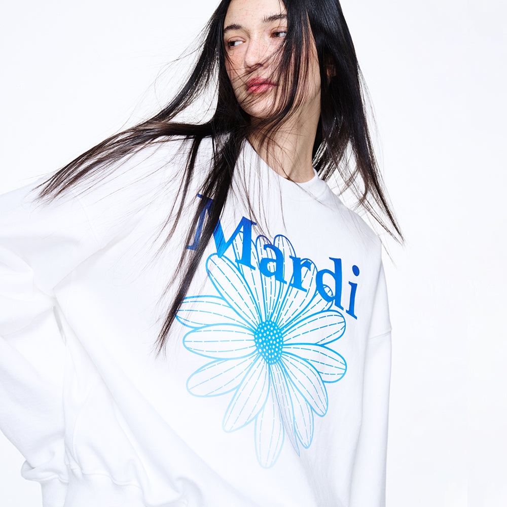 Mardi Gradation Flower Sweatshirt White / Blue