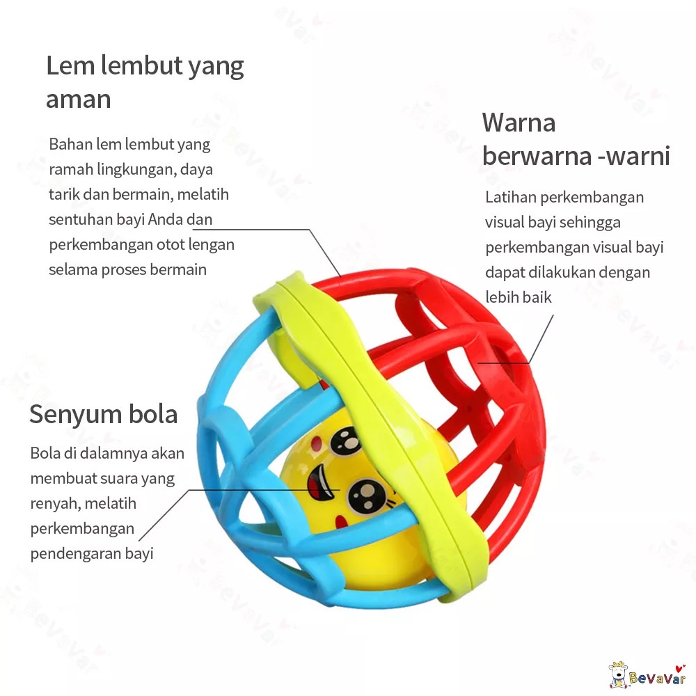 MMM Mainan Kerincingan Rattle Genggam Bola Bayi teether rattle stick Rattle Toy Single mainan gigitan bayi BPA FREE