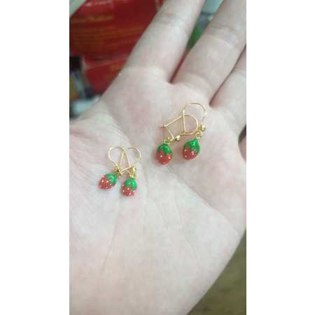 anting anak karakter stroberi strawberry emas asli 700 70% 16K